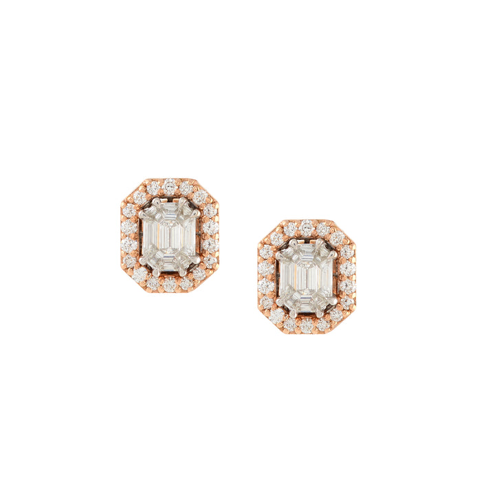 Emerlald Cut Diamond Stud Earrings - Krishna Jewellers Pearls and Gems