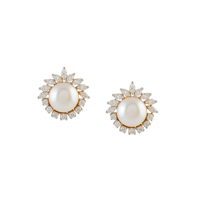 Sparkling Floral Diamond Studs - Krishna Jewellers Pearls and Gems
