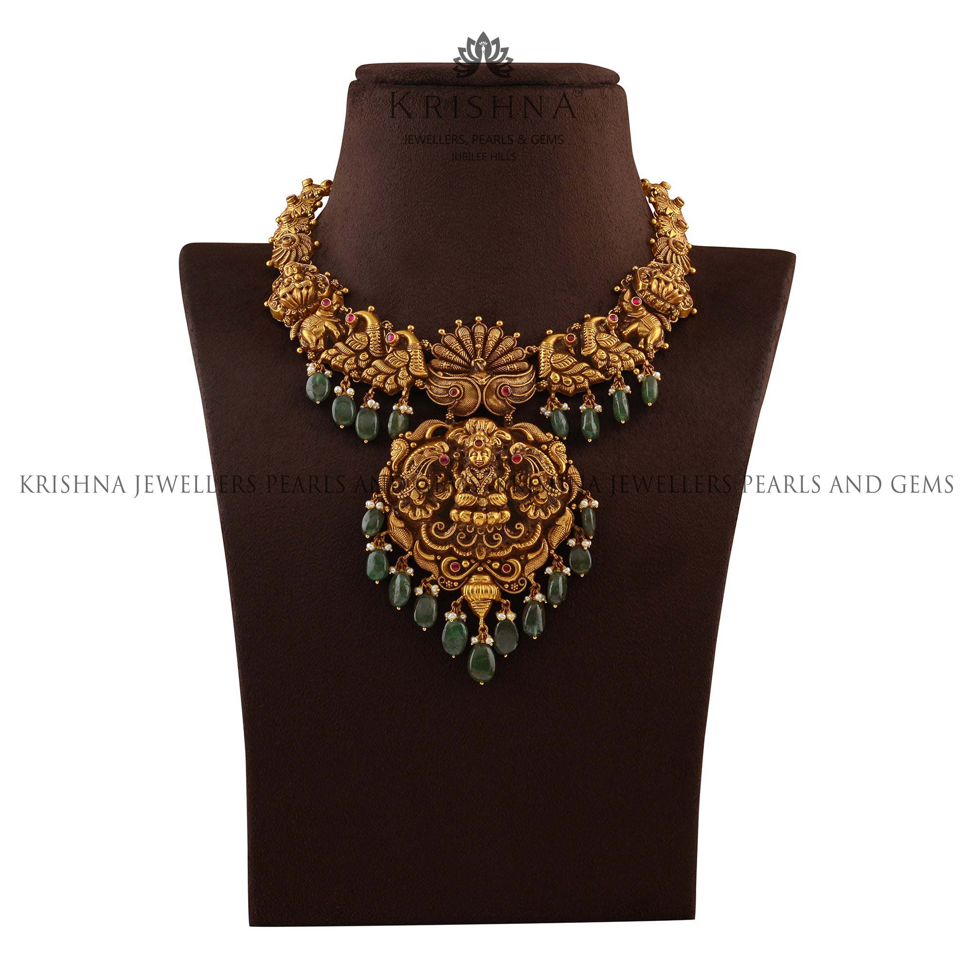 Nakshi Gold Necklace In Peacock Motif - Krishna Jewellers Pearls and Gems