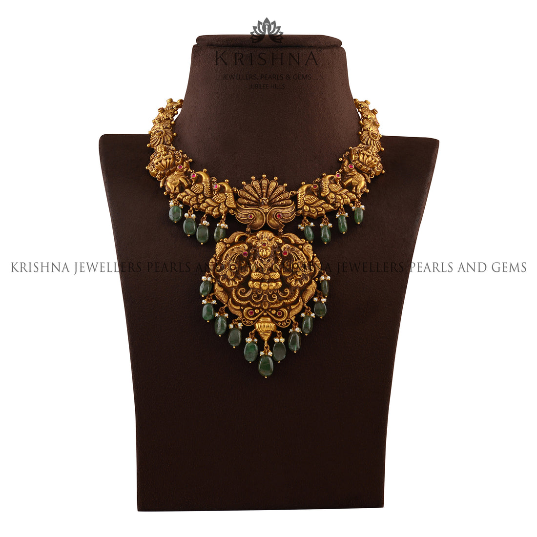 Nakshi Gold Necklace In Peacock Motif - Krishna Jewellers Pearls and Gems