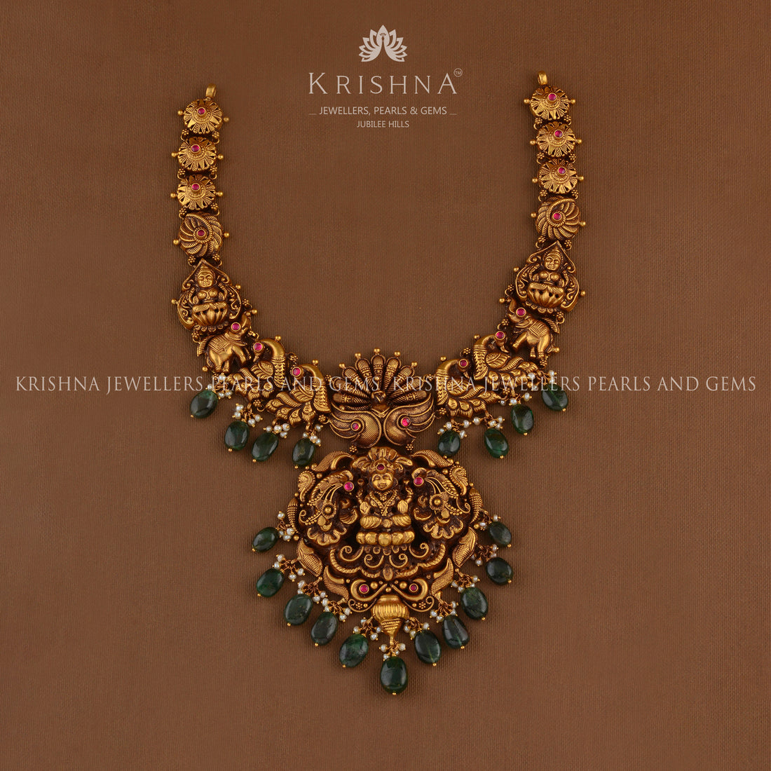 Nakshi Gold Necklace In Peacock Motif - Krishna Jewellers Pearls and Gems