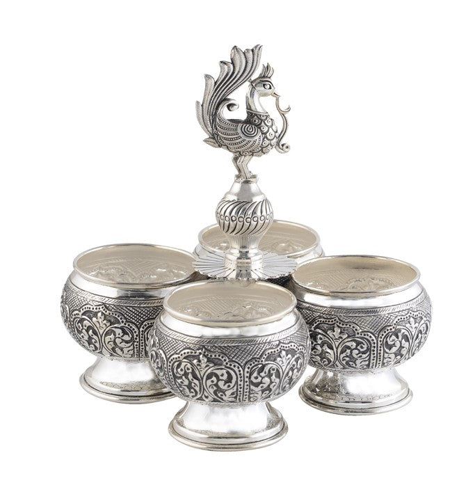 Four Box Peacock Silver Stand