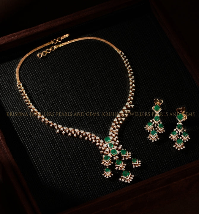 Unique Diamond Necklace Set With Stunning Colour Stones.