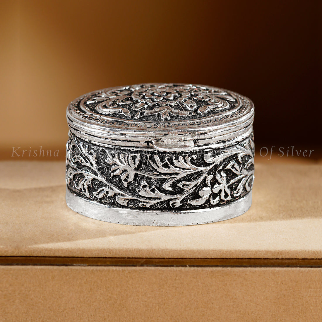 Antique Floral Engraved Silver Dry Fruit Box