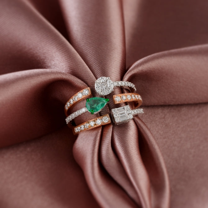 Triadic Solitaire Diamond Ring