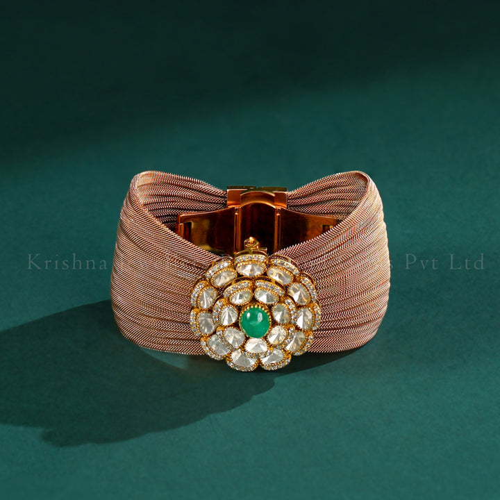 18K Polki Bracelet with Diamond and Emerald Pota