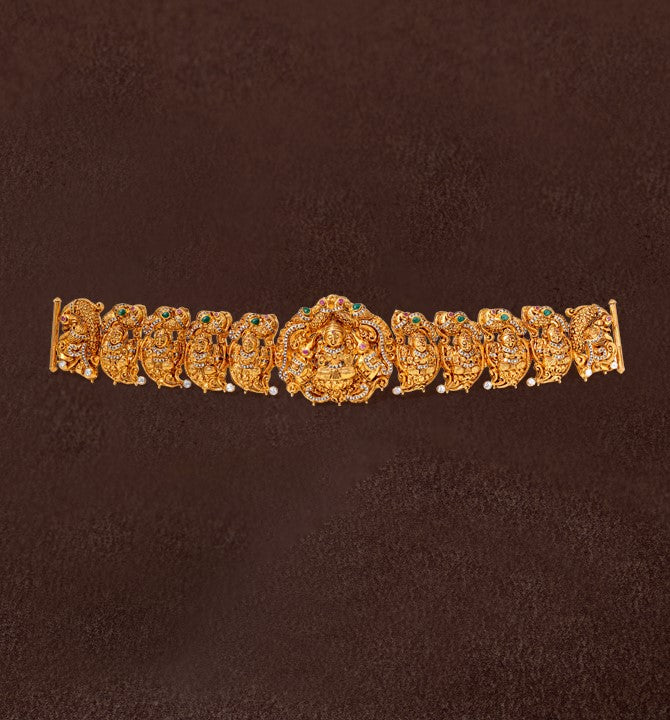 Yellow gold nakshi waist belt