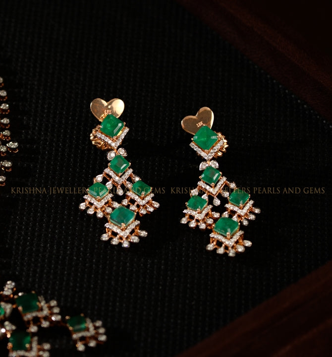 Rose Gold Diamond Earrings with Stunning Colour Stones