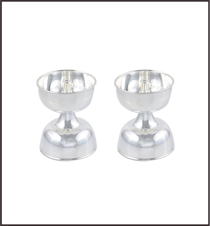 Classic Silver Deepam Pair
