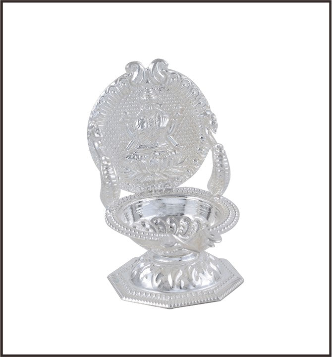 Lakshmi On Lotus Deepam Stand