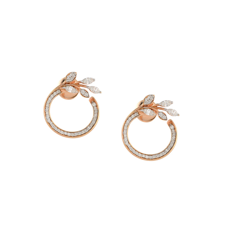 Diamond stud Earrings in Leaf Motif - Krishna Jewellers Pearls and Gems