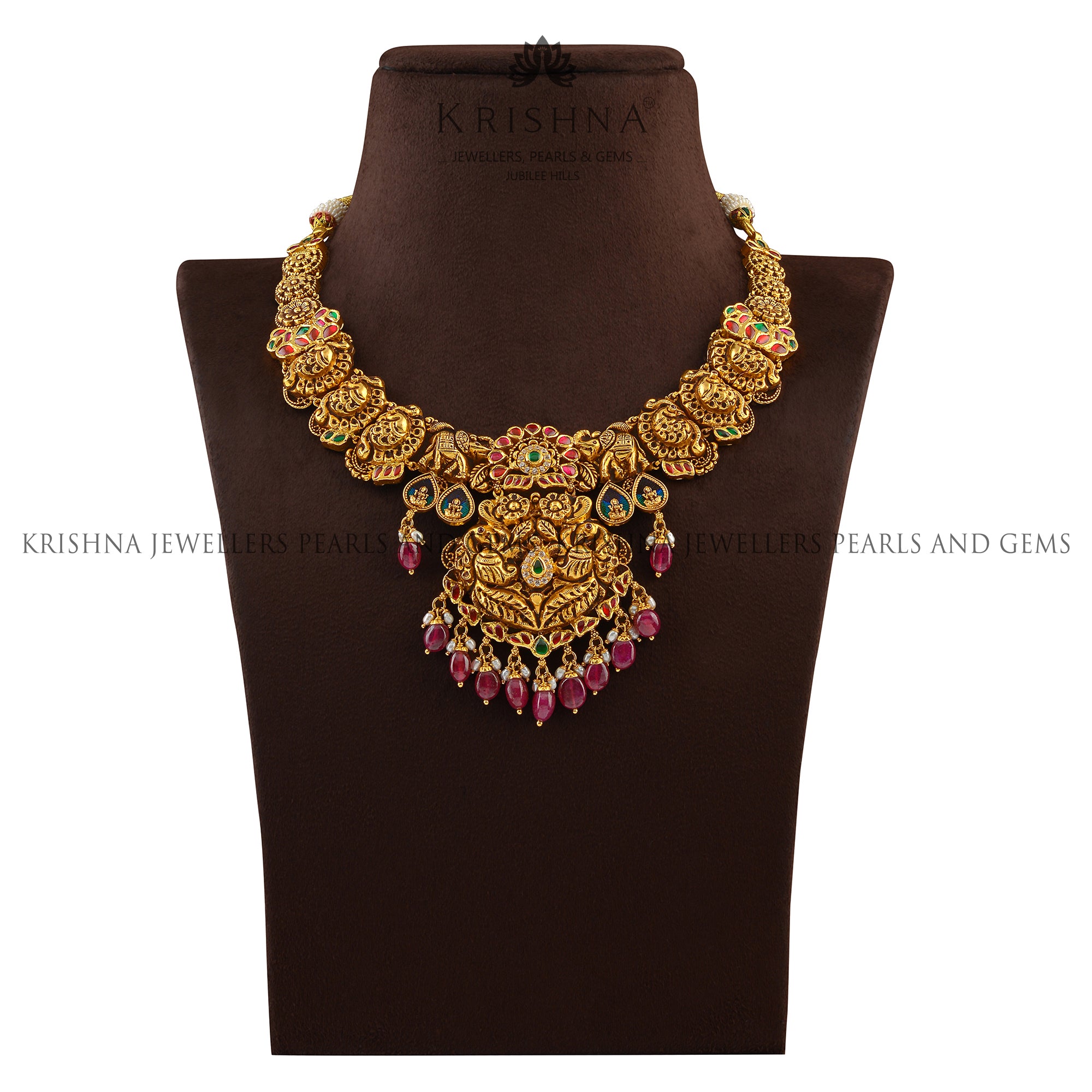 Nakshi Peacock Gold Necklace - Krishna Jewellers Pearls and Gems