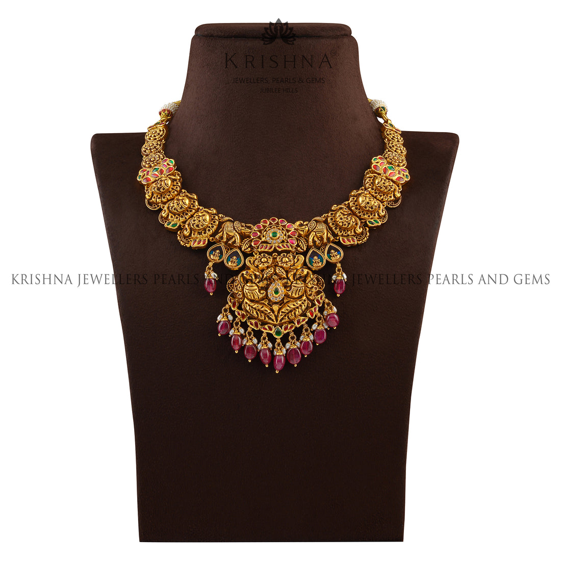 Nakshi Peacock Gold Necklace - Krishna Jewellers Pearls and Gems