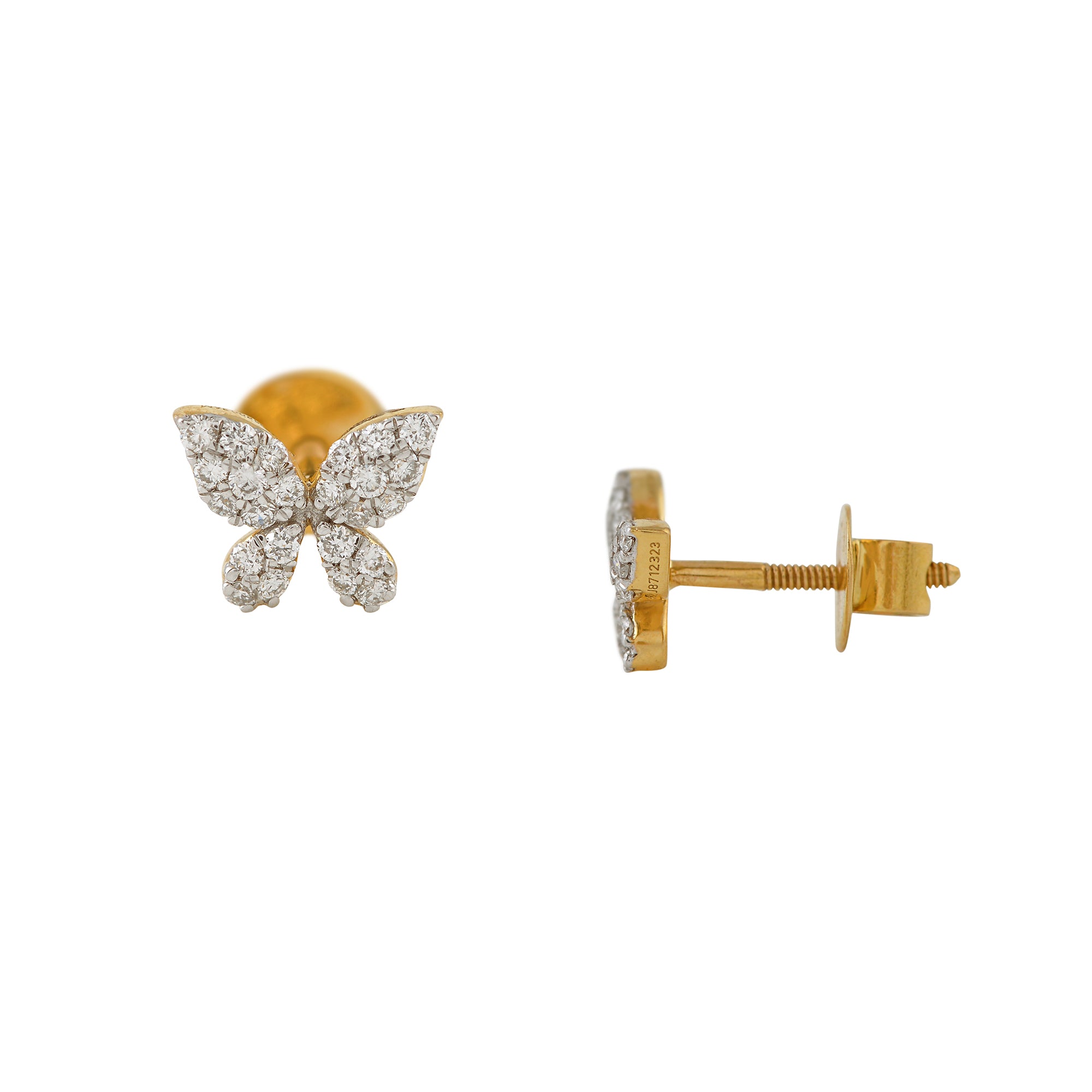 Diamond Studs in Butterfly Shape - Krishna Jewellers Pearls and Gems