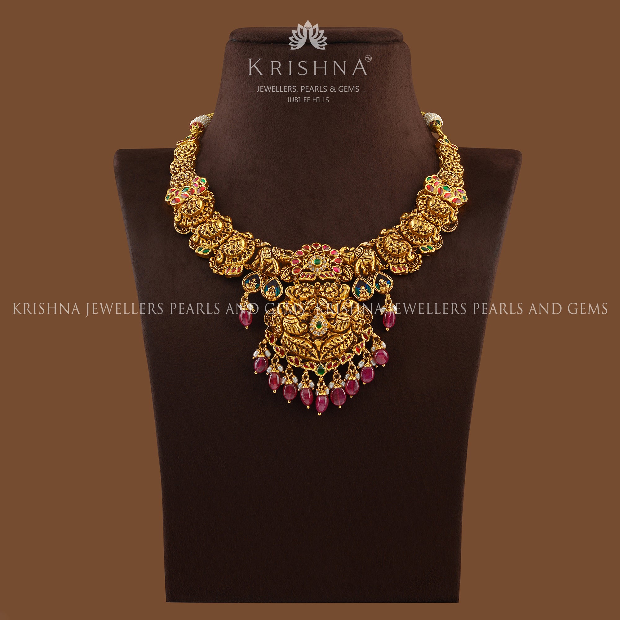 Nakshi Peacock Gold Necklace - Krishna Jewellers Pearls and Gems