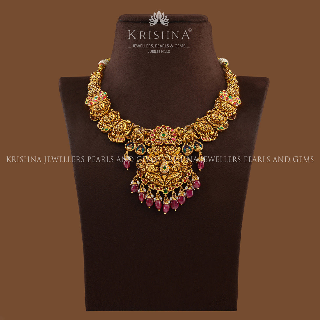 Nakshi Peacock Gold Necklace - Krishna Jewellers Pearls and Gems