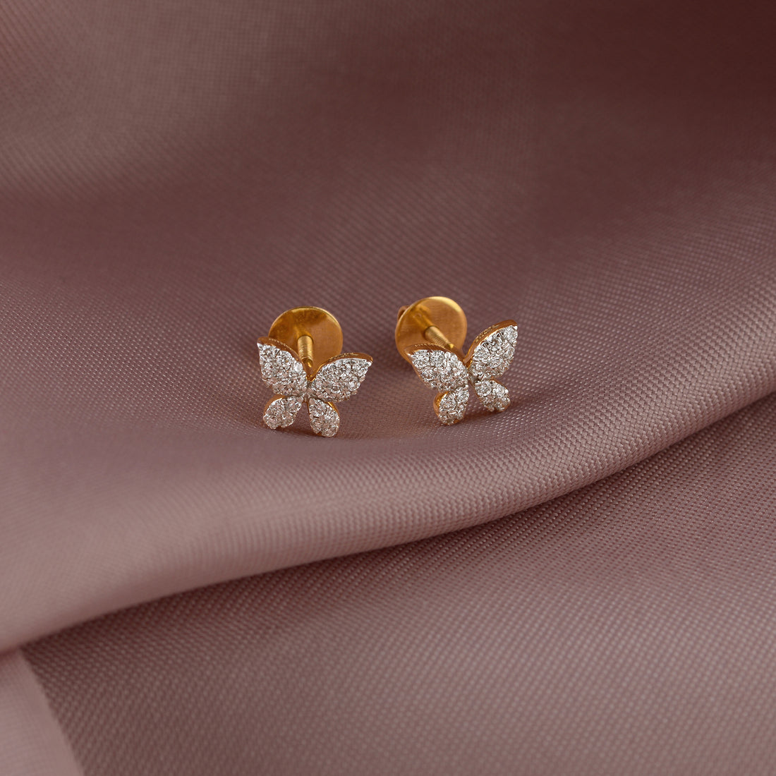 Diamond Studs in Butterfly Shape - Krishna Jewellers Pearls and Gems