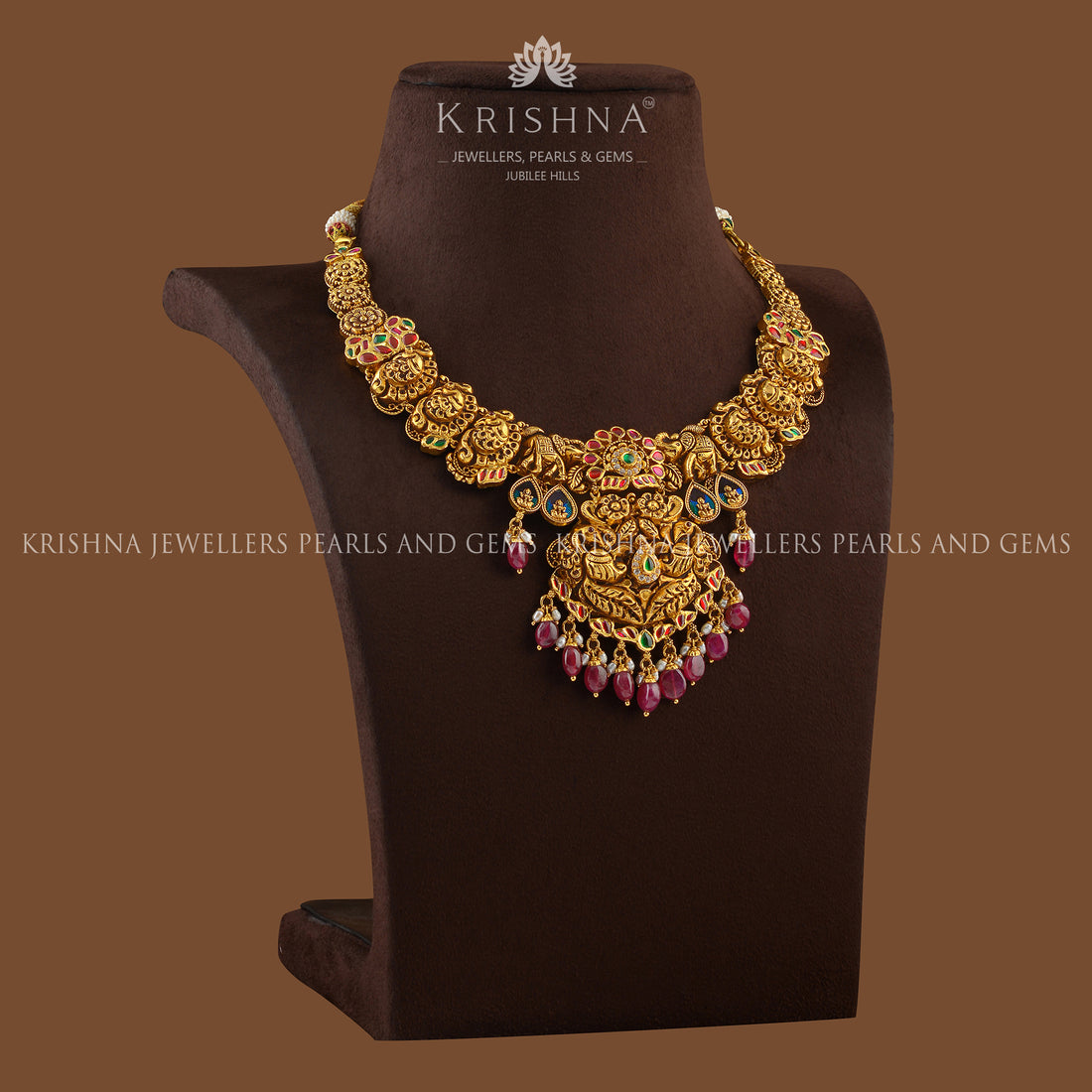 Nakshi Peacock Gold Necklace - Krishna Jewellers Pearls and Gems