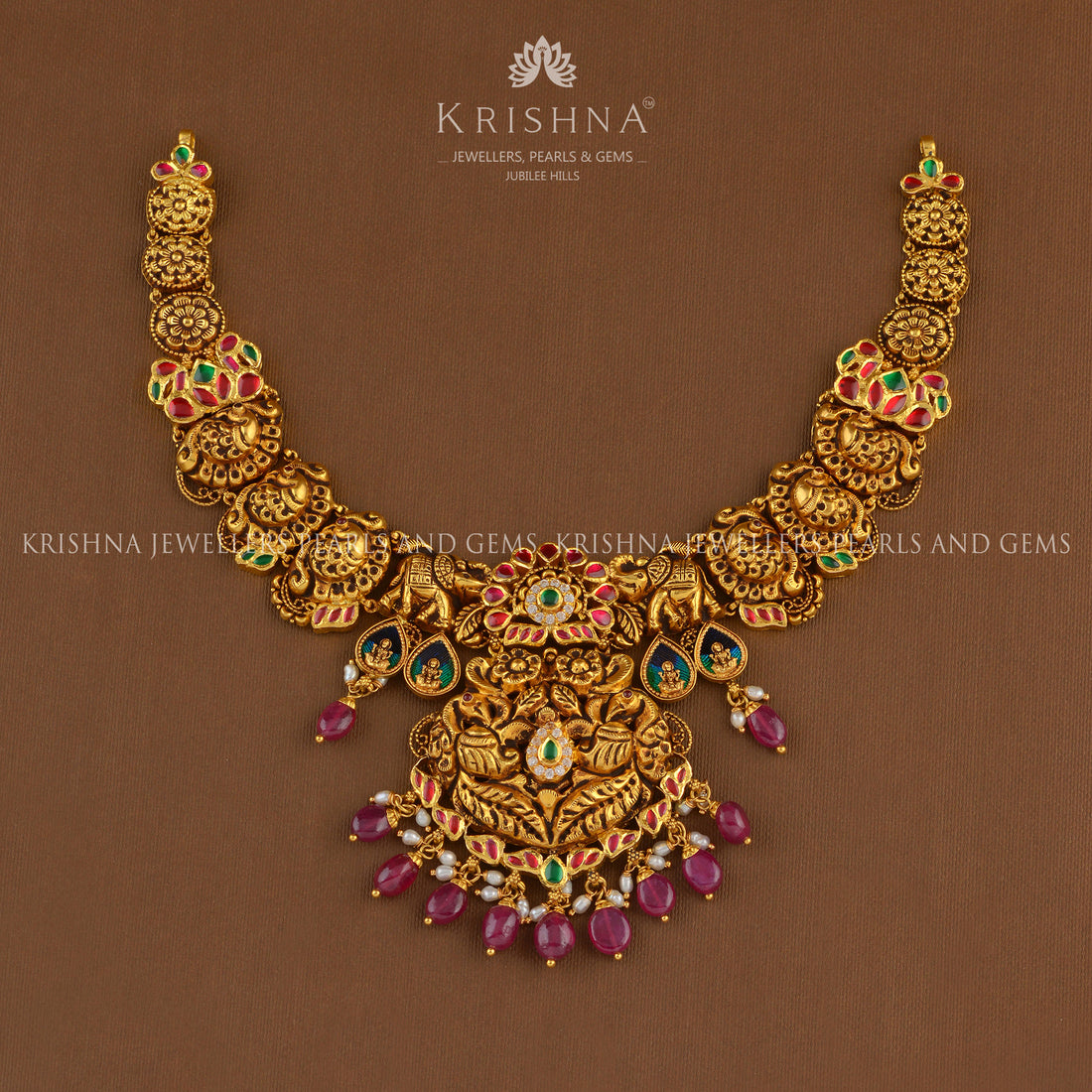 Nakshi Peacock Gold Necklace - Krishna Jewellers Pearls and Gems