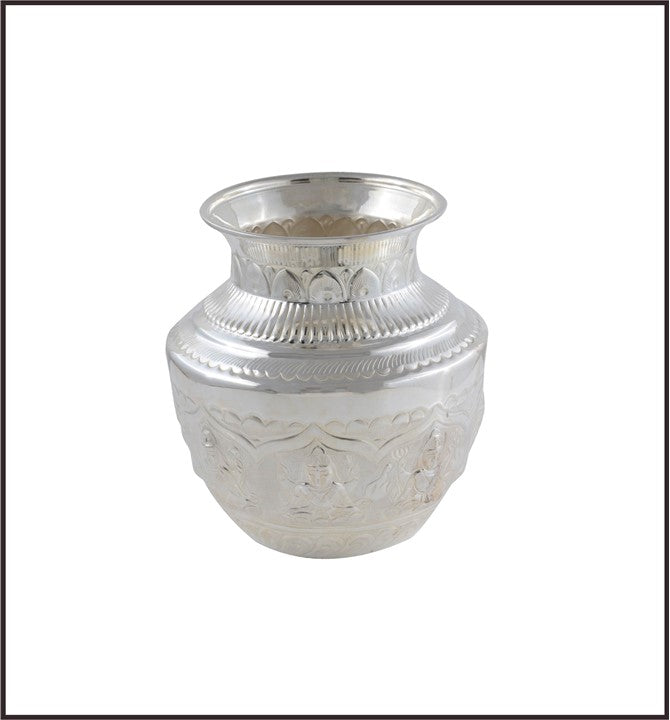 Shiva Motif Silver Pooja Pot