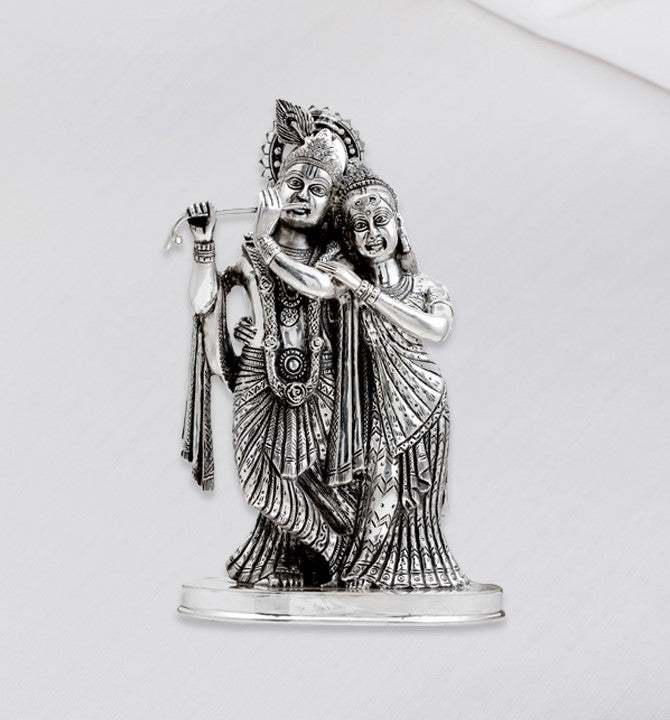 Divine Radha Krishna In Silver