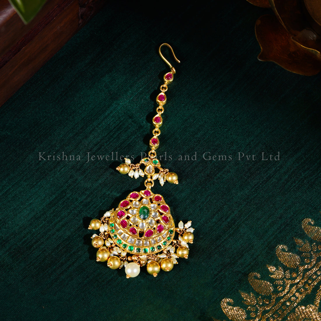 22K Gold Kundan Bridal Maang Tikka