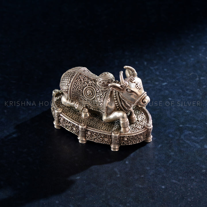 92.5 Silver Nandi Idol for Sacred Worship