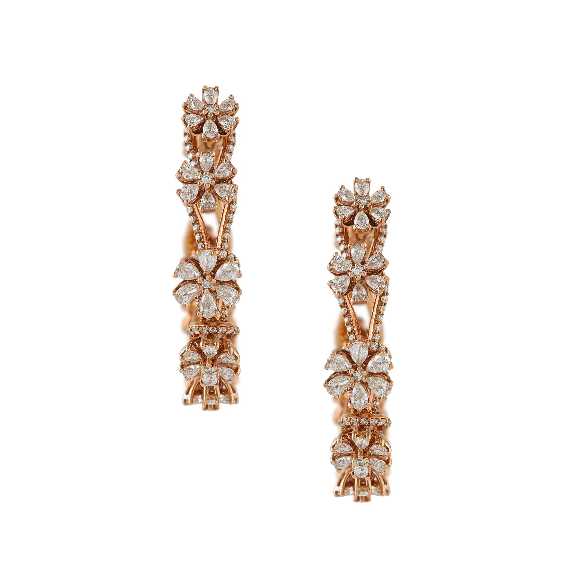 Floral Diamond Hoop Earrings - Krishna Jewellers Pearls and Gems