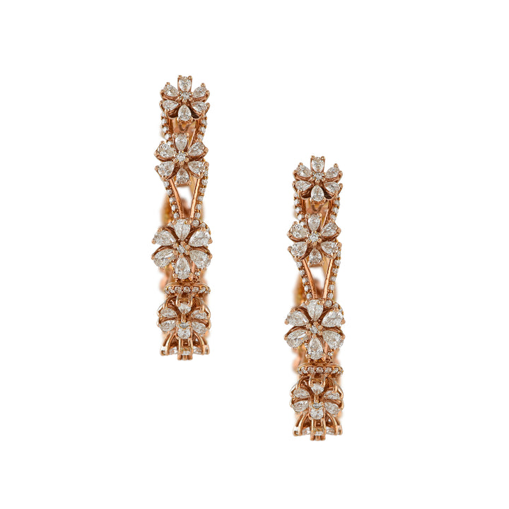 Floral Diamond Hoop Earrings - Krishna Jewellers Pearls and Gems