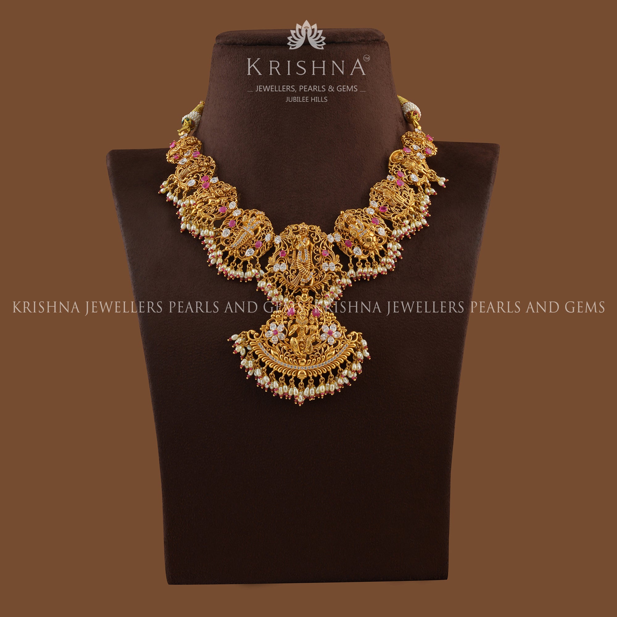 Dasavathar Gold Necklace in Filgree Work - Krishna Jewellers Pearls and Gems
