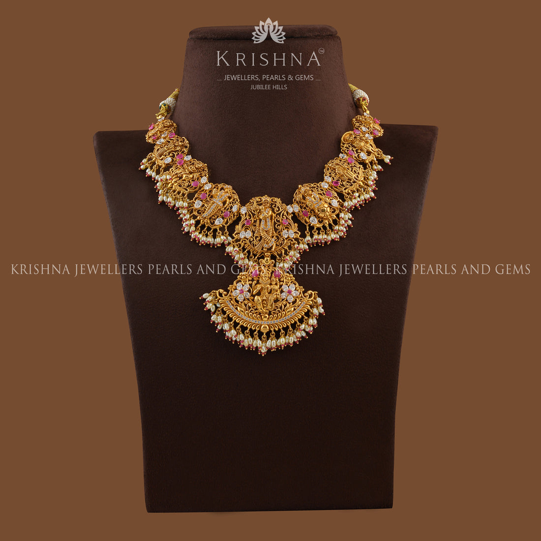 Dasavathar Gold Necklace in Filgree Work - Krishna Jewellers Pearls and Gems