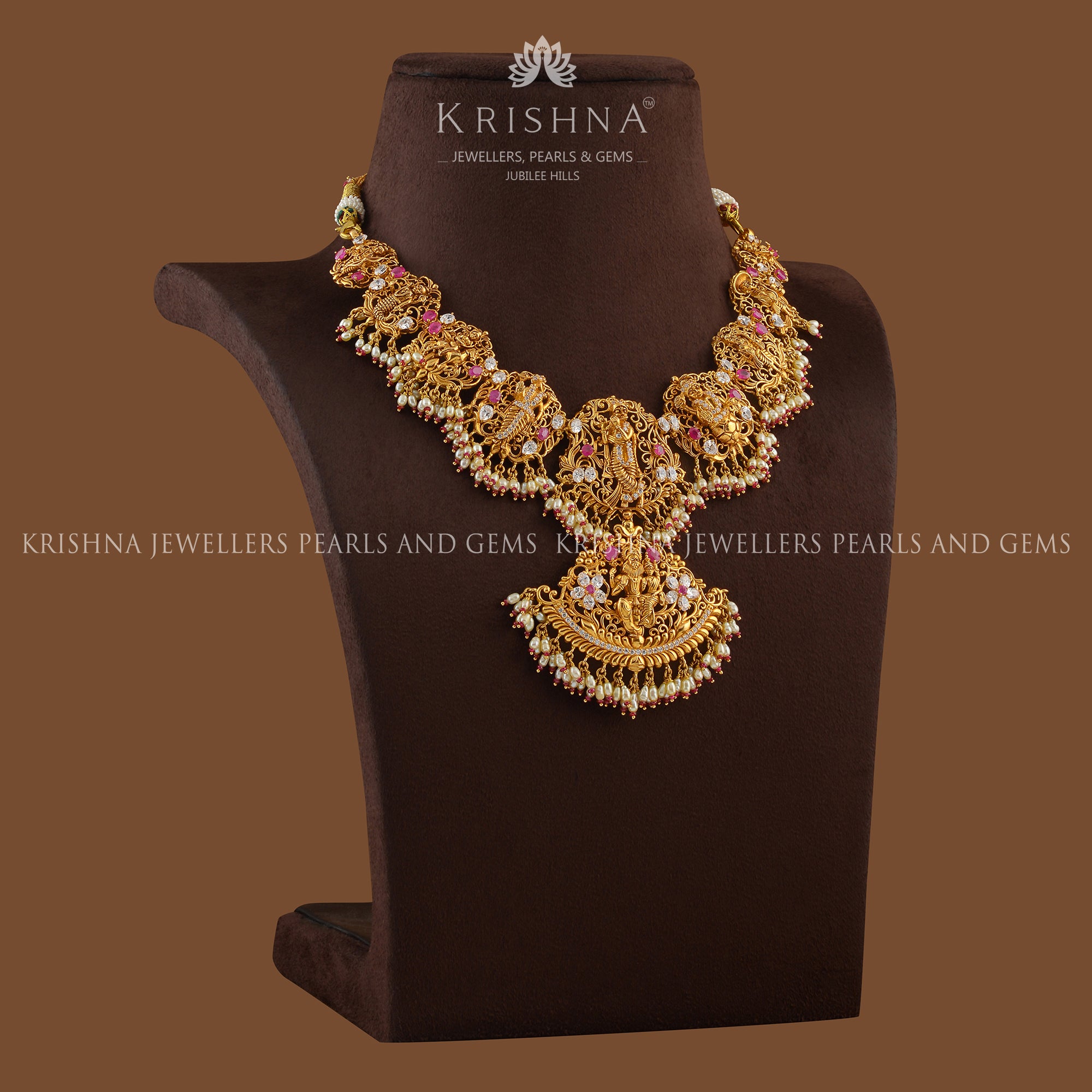 Dasavathar Gold Necklace in Filgree Work - Krishna Jewellers Pearls and Gems