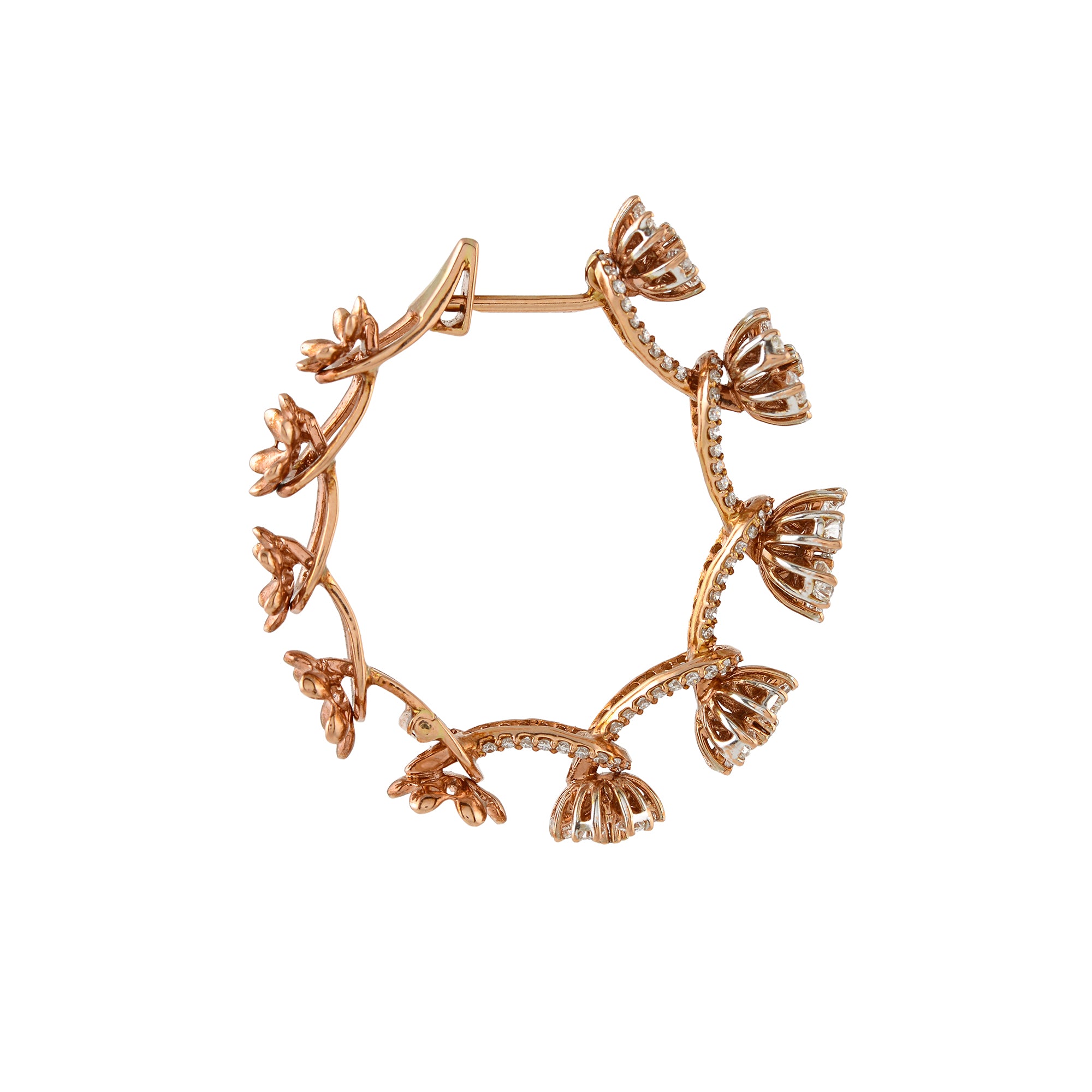 Floral Diamond Hoop Earrings - Krishna Jewellers Pearls and Gems