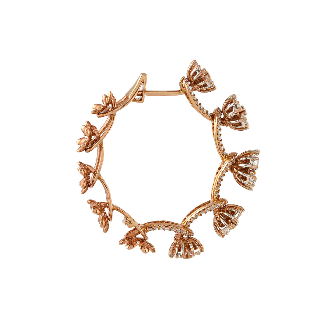 Floral Diamond Hoop Earrings - Krishna Jewellers Pearls and Gems