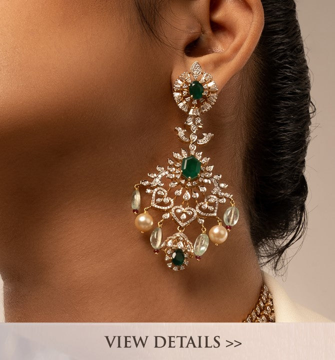 Diamond Emerald Hanging Earrings