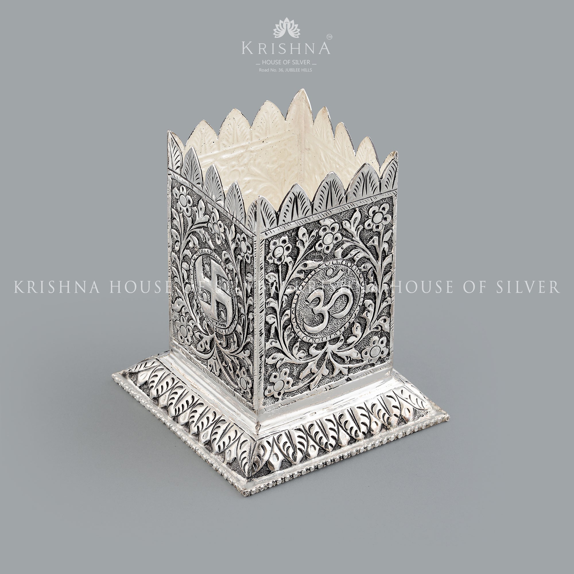 Divine Silver Antique Tulsi Pot - Krishna Jewellers Pearls and Gems
