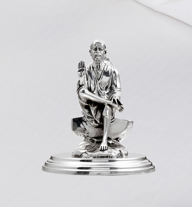 Antique Crafted Silver Sai Baba