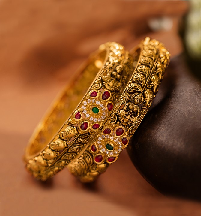 Nakshi & Kundan Gold Kada