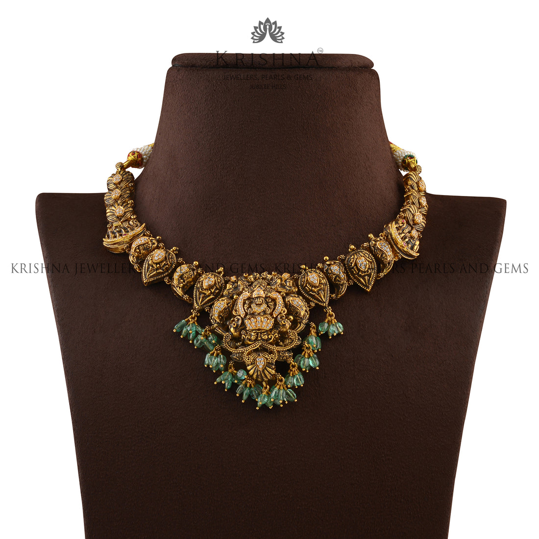 Antique Laxmi Gold Necklace - Krishna Jewellers Pearls and Gems