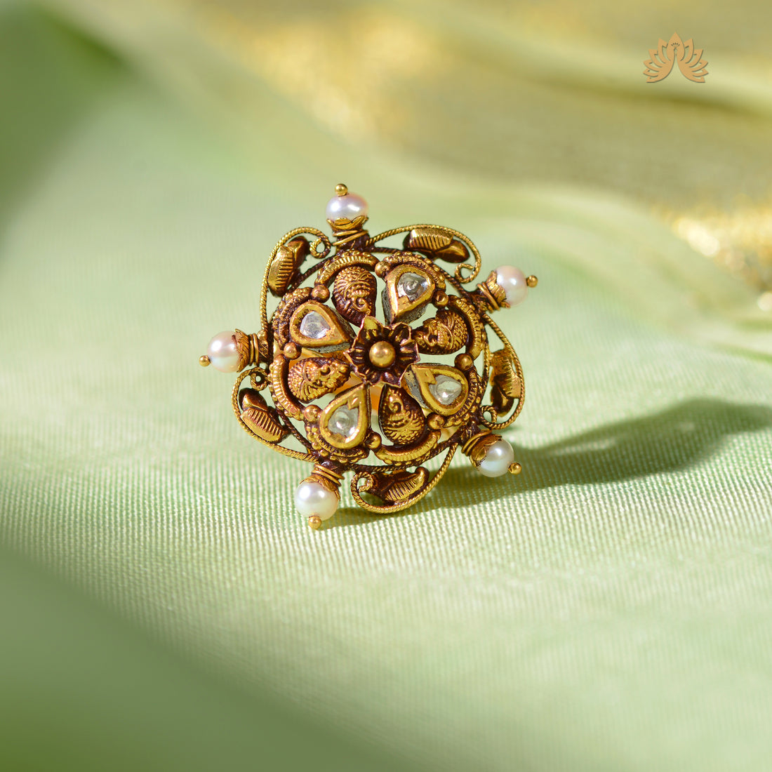 22K Gold Pearl Crafted Ring
