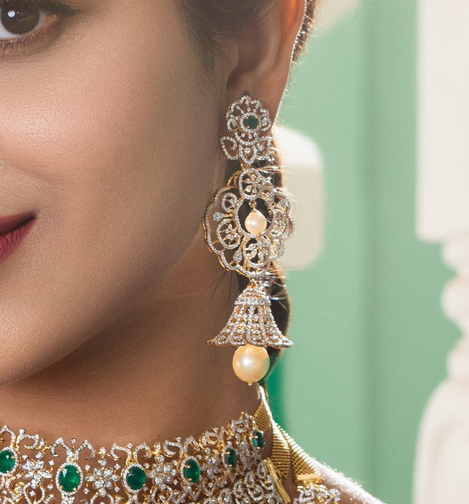 Floral Patterns Chandbali & Jhumkas Earrings