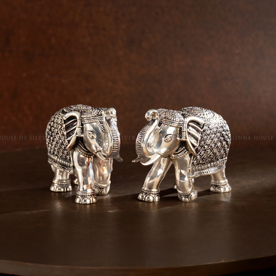 Silver Elephant Pair for Positivity and Balance