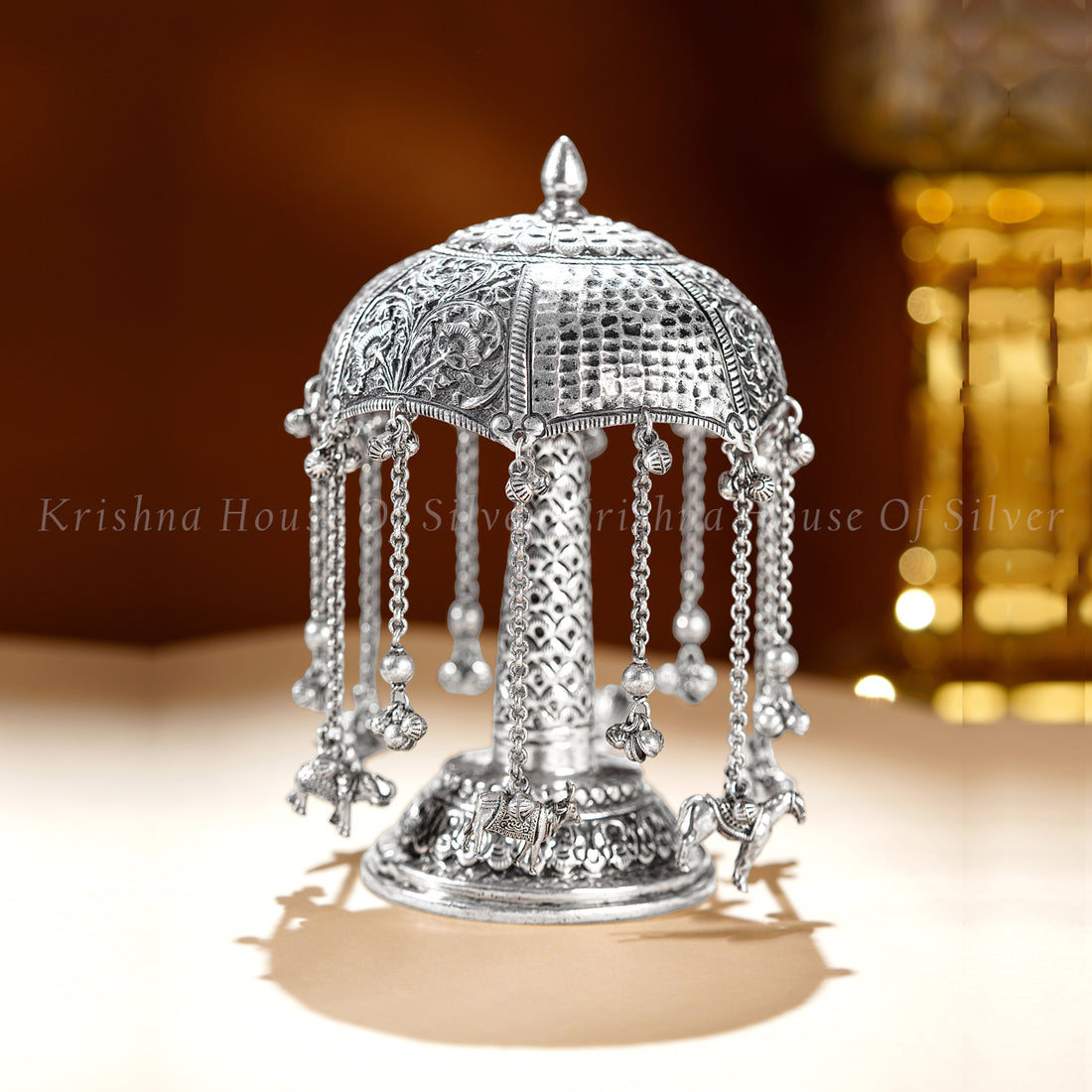 Silver Rangula Ratnam with Floral Design – Antique Finish
