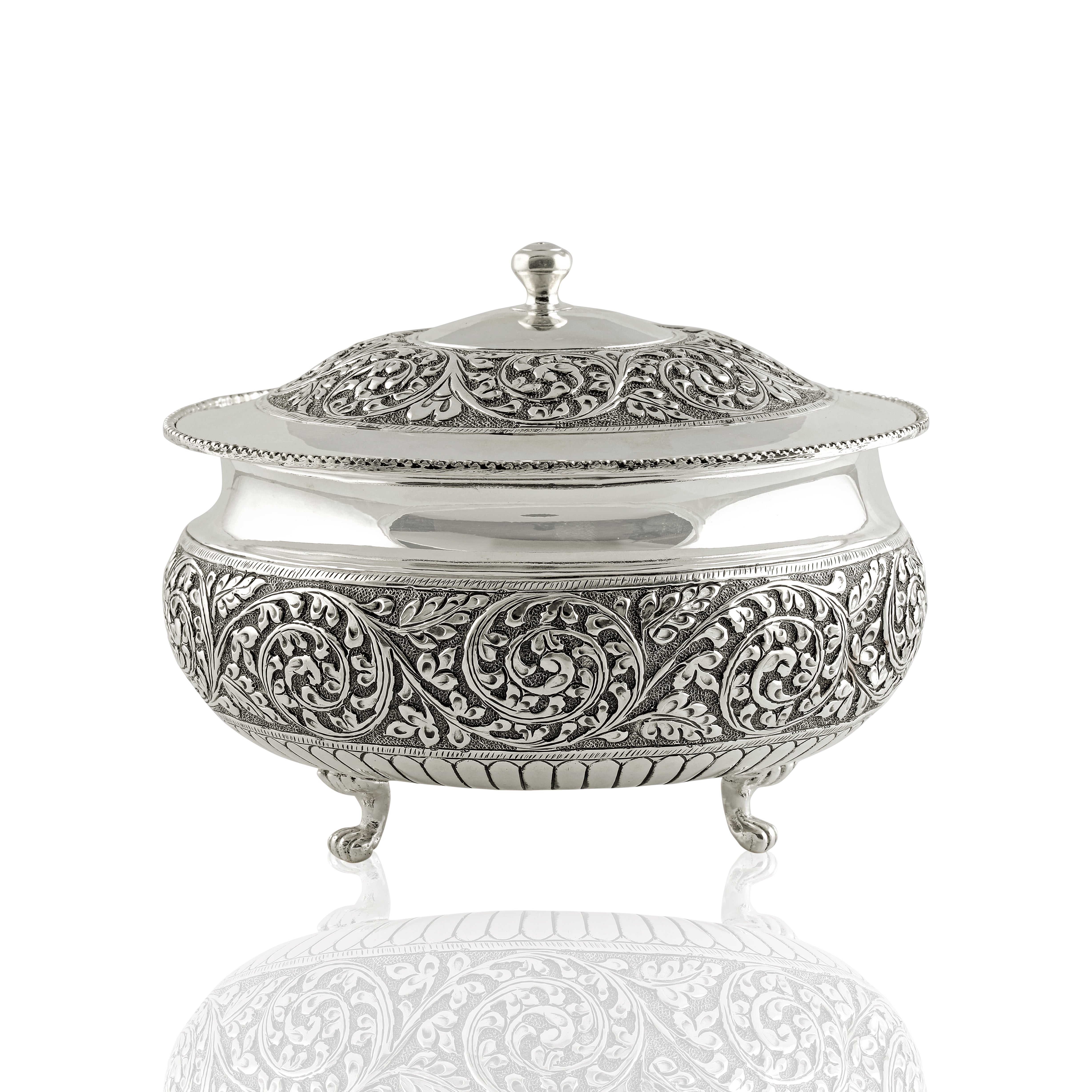 Handcarved Silver Bowl - Krishna Jewellers Pearls and Gems