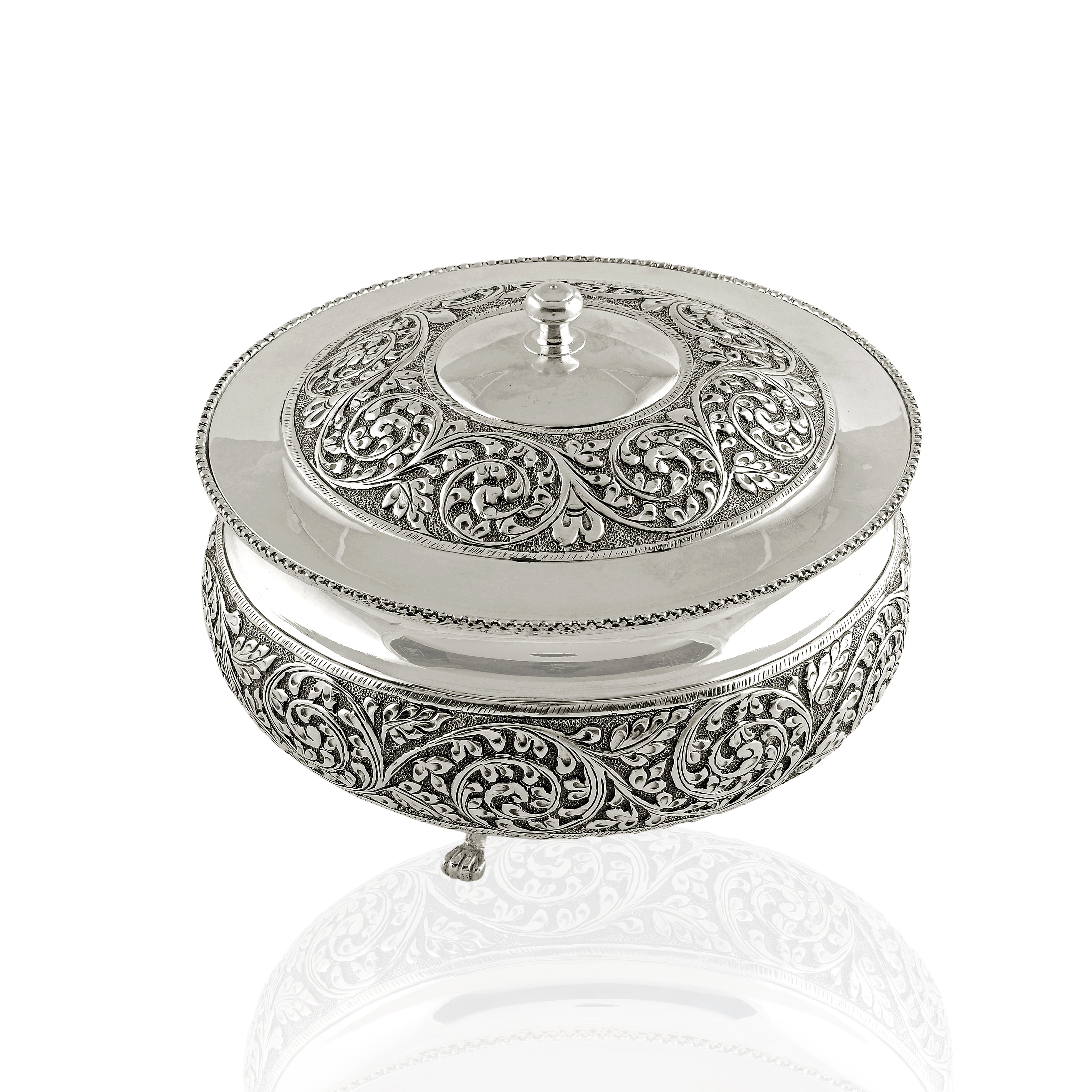 Handcarved Silver Bowl - Krishna Jewellers Pearls and Gems