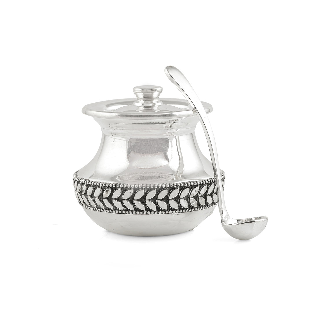 Classic Silver Ghee Dani With Spoon - Krishna Jewellers Pearls and Gems