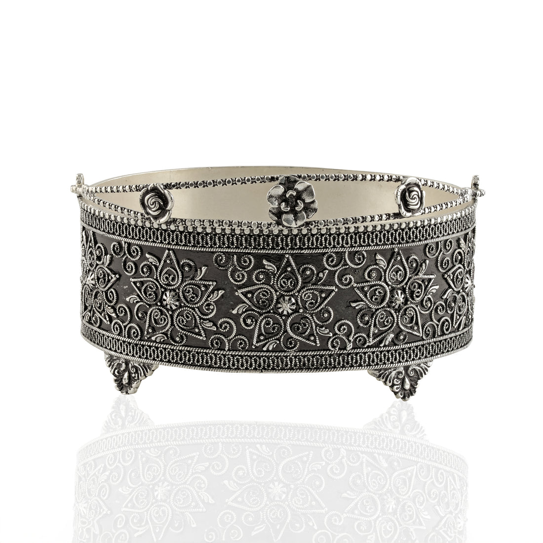 Antique Silver Pooja Basket - Krishna Jewellers Pearls and Gems