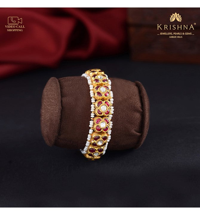 Gold Floral Ruby Kada