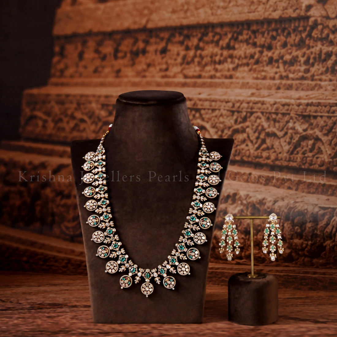 14K Polki Bottu Haram Set with Diamonds