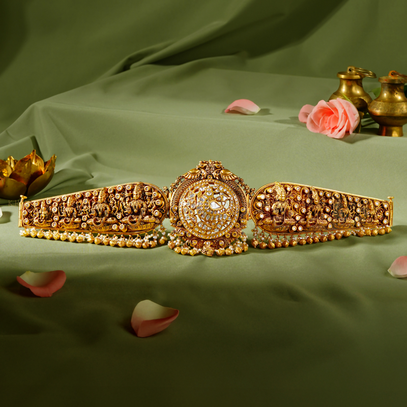 Handcrafted 22K Gold Laxmi Devi Vaddanam | Bridal Waist Belt